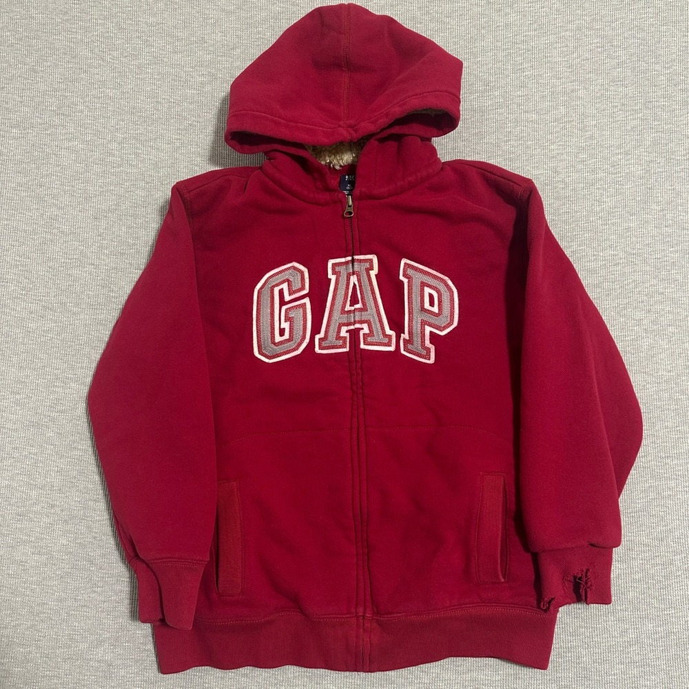 Gap Kids Red Full Zip Sherpa Lined‎ Hoodie Arch Logo Youth Extra Large XL (12)